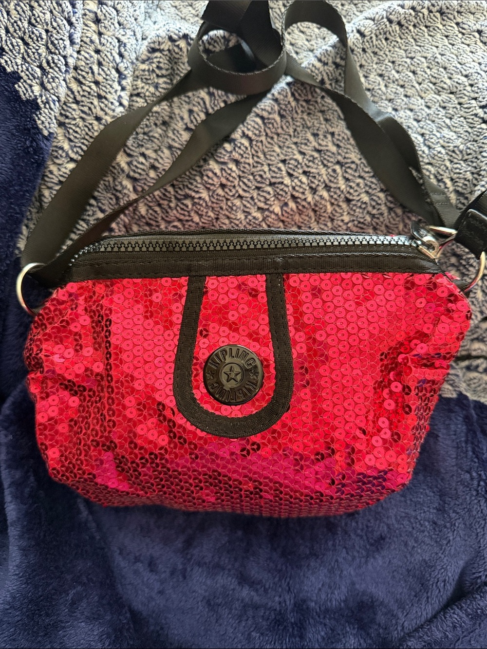 Kipling Red Sequin Crossbody Bag
